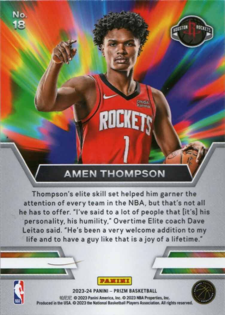 202324 Panini Prizm Basketball Instant Impact 18 Amen Thompson, Hous