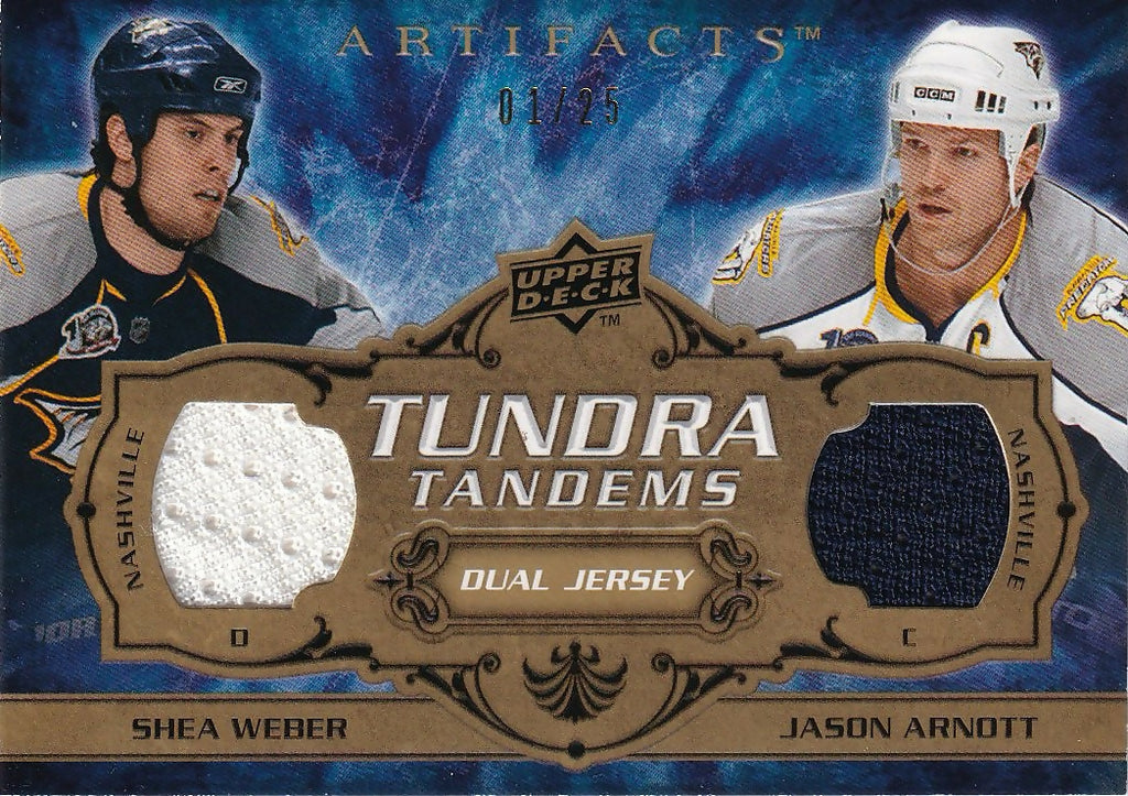 2008-09 Upper Deck Artifacts Hockey Tundra Tandems Gold #/25 #TT-AR Jason Arnott / Shea Weber Nashville Predators