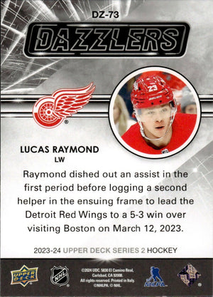 2023-24 Upper Deck Series 2 Hockey - Dazzlers - Orange #DZ-73 Lucas Raymond - Detroit Red Wings