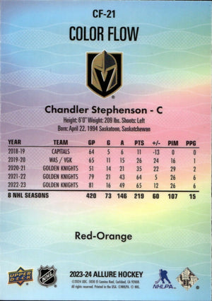 2023-24 Upper Deck Allure Hockey - Color Flow - Red-Orange Spectrum #CF-21 Chandler Stephenson - Vegas Golden Knights - B