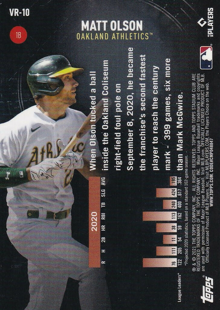 2021 Stadium Club Virtual Reality #VR-10 Matt Olson Oakland Athletics