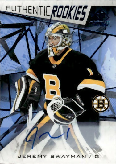 2021-22 Upper Deck SP Game Used Hockey - Base - Blue Autographs #125 Jeremy Swayman - Boston Bruins