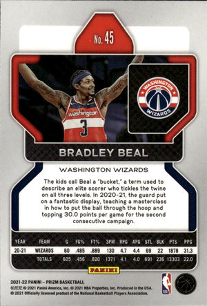 2021-22 Panini Prizm Basketball - Base # 45 Bradley Beal - Washington Wizards