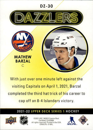 2021-22 Upper Deck Series 1 - Dazzlers - Blue #DZ-30 Mathew Barzal - New York Islanders - B