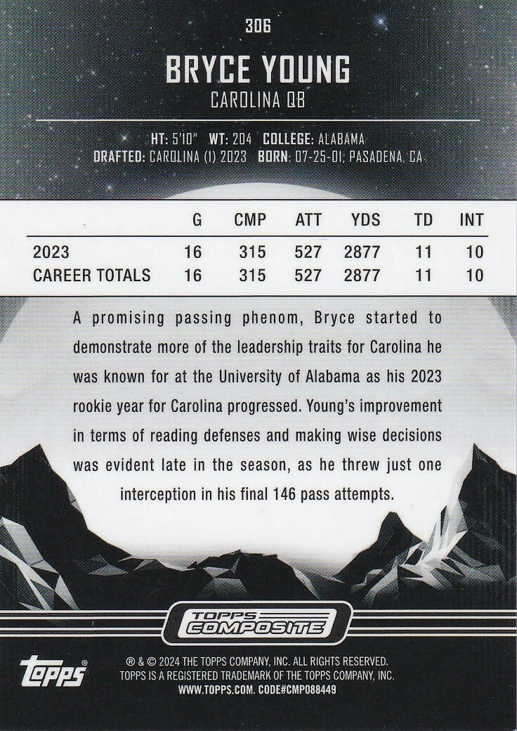 2023 Topps Composite #306 Bryce Young Carolina Panthers Rookie