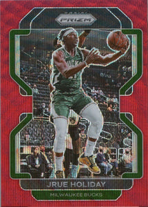 2021-22 Panini Prizm Basketball - Base - Ruby Wave Prizm # 8 Jrue Holiday - Milwaukee Bucks