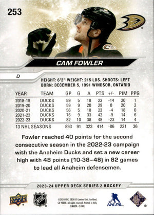 2023-24 Upper Deck Series 2 Hockey - Base #253 Cam Fowler - Anaheim Ducks - B