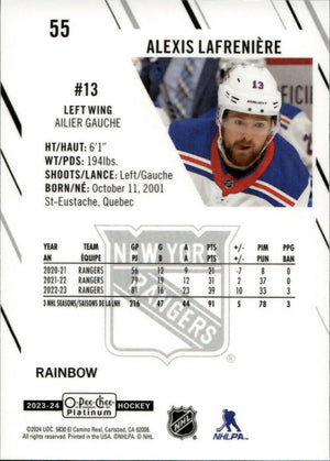 2023-24 Upper Deck O-Pee Chee Platinum Hockey - Base - Rainbow #55 Alexis Lafreniere - New York Rangers - B