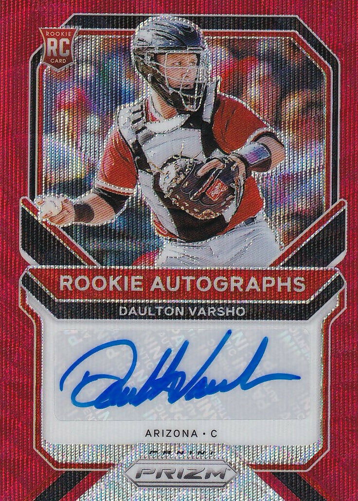 2021 Panini Prizm Rookie Autographs Red Wave Prizm Auto #RA-DV Daulton Varsho Arizona Diamondbacks