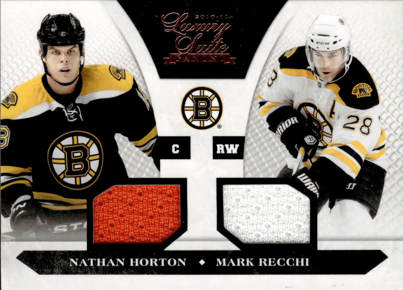 2010-11 Panini Luxury Suite Hockey Duel Jersey /599 #78 Nathan Horton/Mark Recchi - Boston Bruins