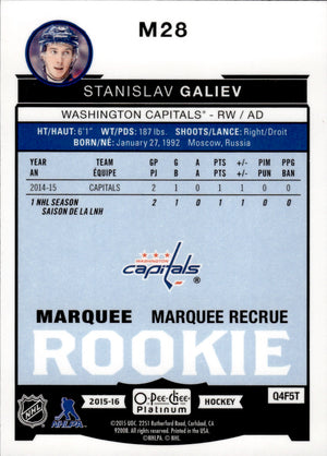 2015-16 O-Pee-Chee Platinum Hockey Marquee Rookies #M28 Stanislav Galiev - Washington Capitals