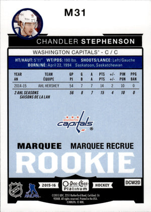 2015-16 O-Pee-Chee Platinum Hockey Marquee Rookies #M31 Chandler Stephenson - Washington Capitals