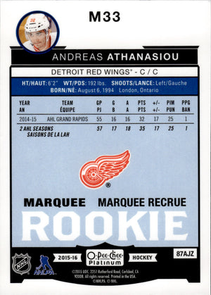 2015-16 O-Pee-Chee Platinum Hockey Marquee Rookies #M33 Andreas Athanasiou - Detroit Red Wings