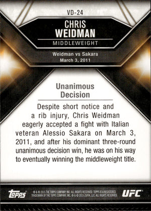 2015 Topps UFC Chronicles Victorious Debut #VD-24 Chris Weidman - Middlwweight