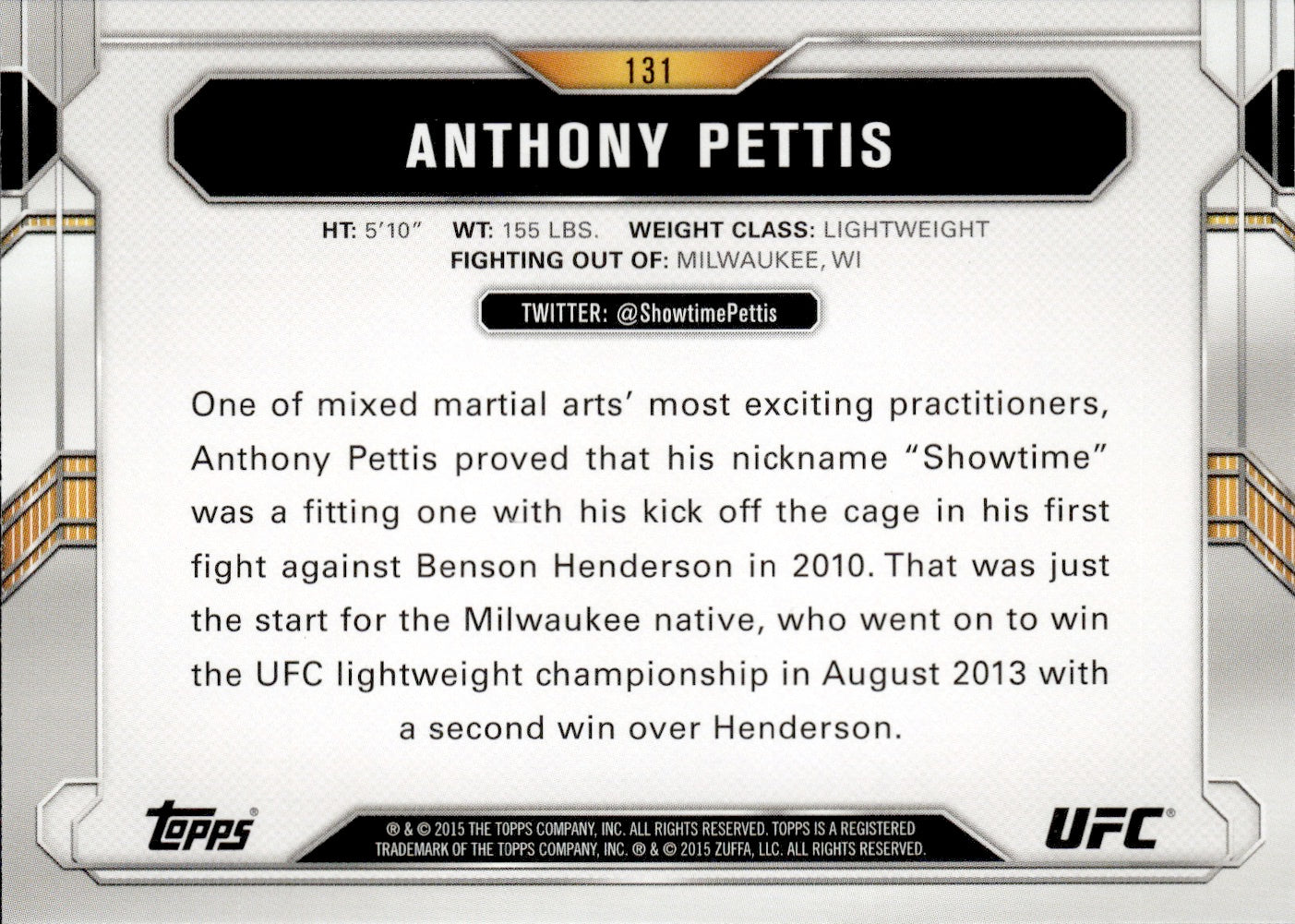 2015 Topps UFC Chronicles #131 Anthony Pettis - Lightweight