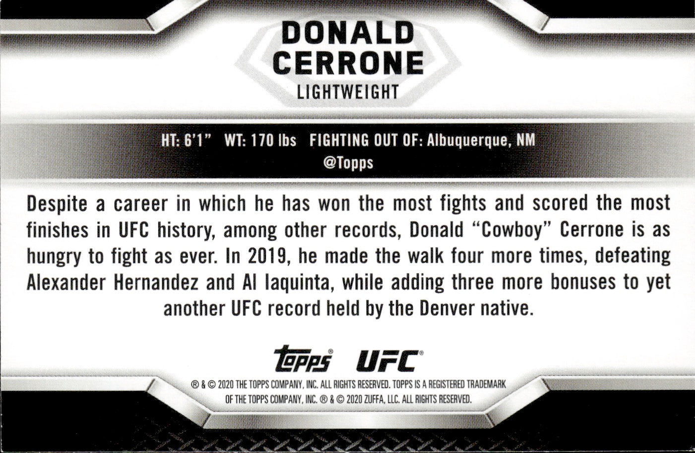 2015 Topps UFC Konckout #92 Donald Cerrone - Lightweight