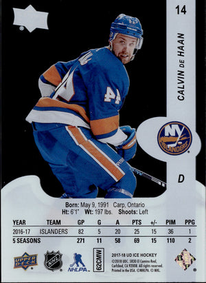 2017-18 Upper Deck Ice Hockey Base #14 Calvin De Haan - New York Islanders