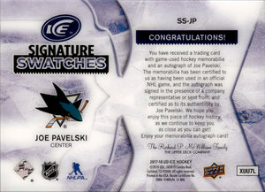 2017-18 Upper Deck Ice Hockey Signature Swatches /75 #SS-JP Joe Pavelski - San Jose Sharks