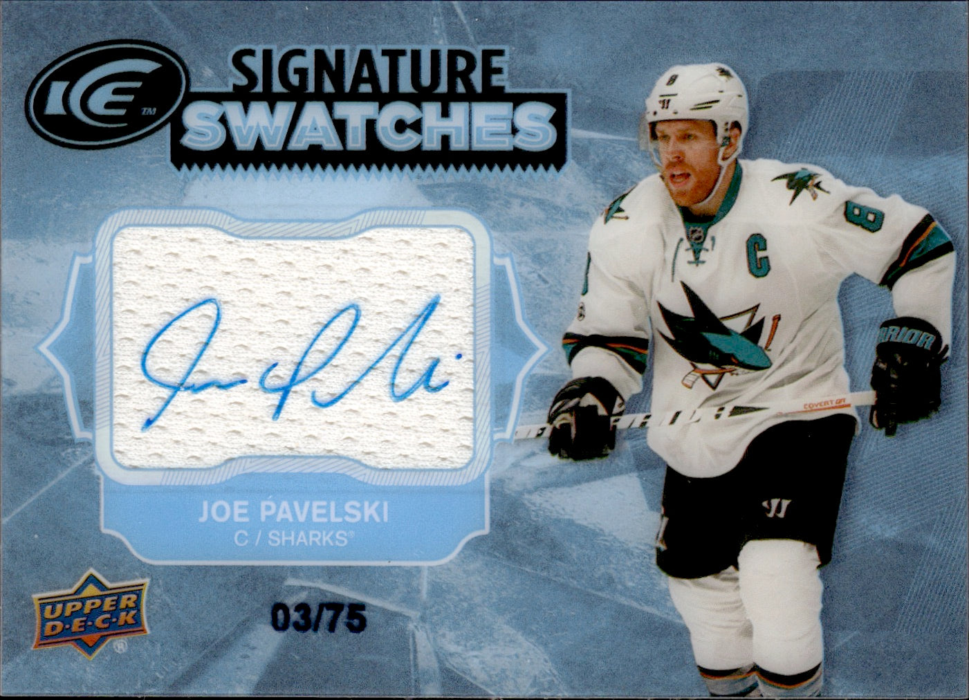 2017-18 Upper Deck Ice Hockey Signature Swatches /75 #SS-JP Joe Pavelski - San Jose Sharks