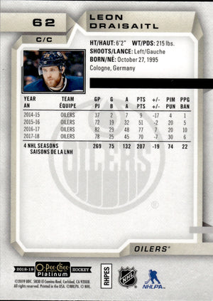 2018-19 O-Pee-Chee Platinum Hockey #62 Leon Draisaitl - Edmonton Oilers