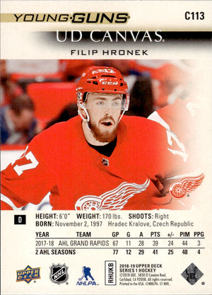 2018-19 Upper Deck Series 1 Hockey - Base - Young Guns Canvas #C113 Filip Hronek - Detroit Red Wings