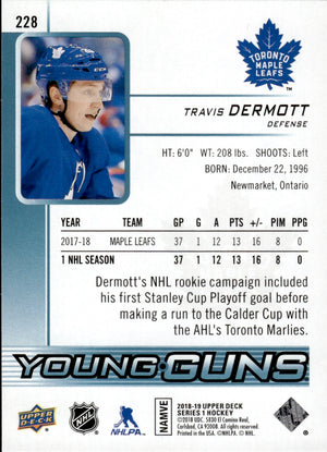 2018-19 Upper Deck Series 1 Hockey - Base - Young Guns #228 Travis Dermott - Toronto Maple Leafs