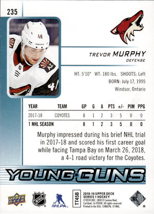 2018-19 Upper Deck Series 1 Hockey - Base - Young Guns #235 Trevor Murphy - Arizona Coyotes