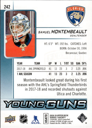 2018-19 Upper Deck Series 1 Hockey - Base - Young Guns #242 Samuel Montembeault - Florida Panthers