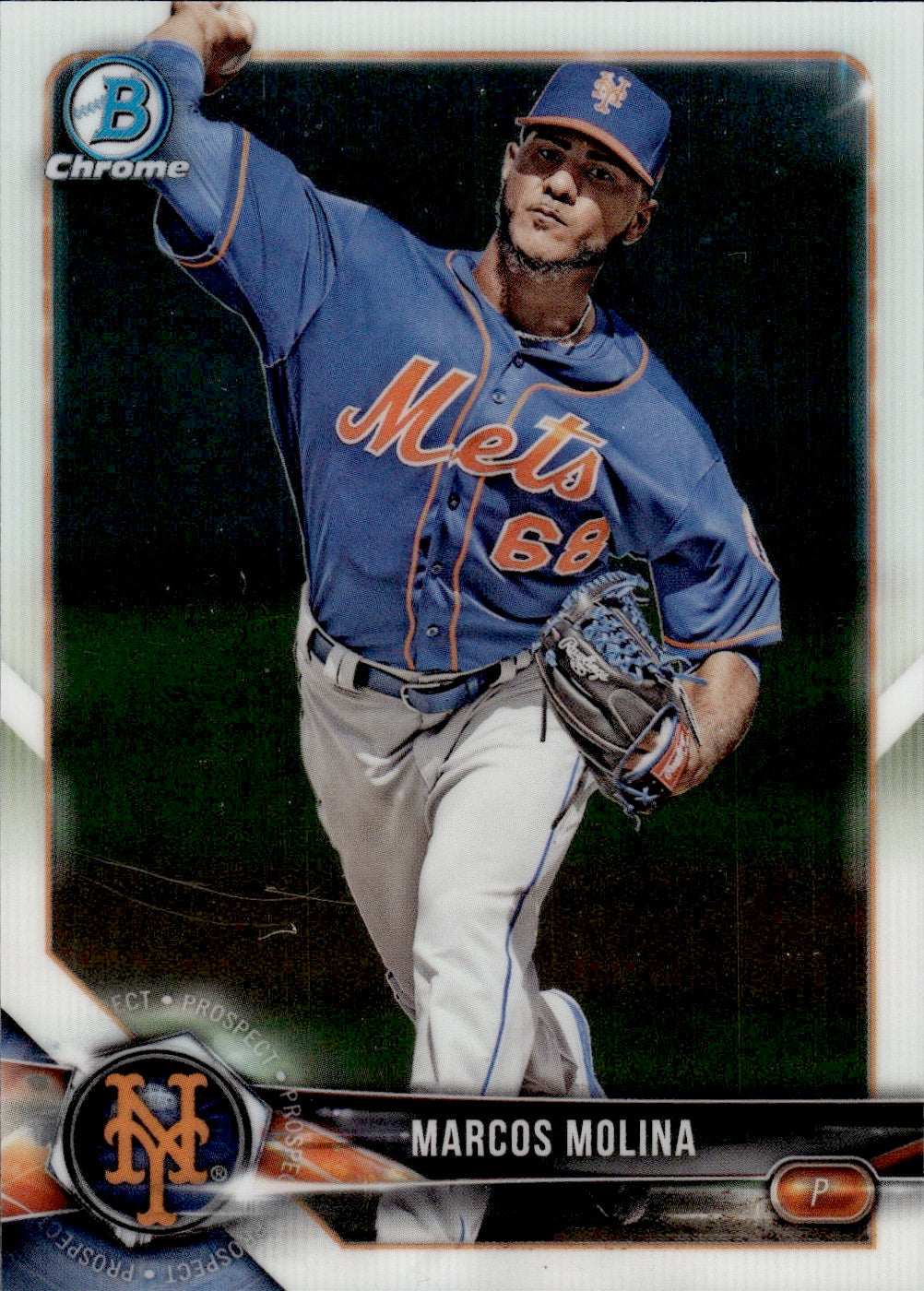 2018 Bowman Chrome Baseball #BCP-35 Marcos Molina - New York Mets