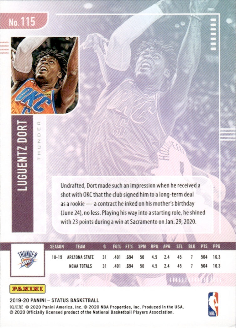 2019-20 Panini Status Basketball Tmall - Base #115 Luguentz Dort - Oklahoma City Thunder