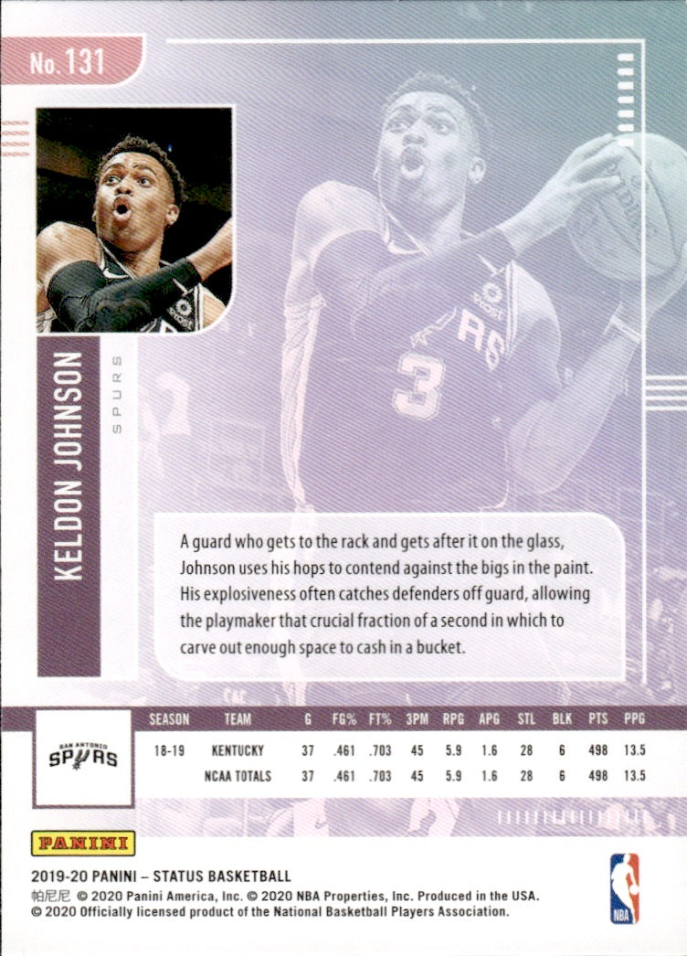 2019-20 Panini Status Basketball Tmall - Base #131 Keldon Johnson - San Antonio Spurs