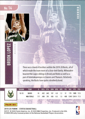 2019-20 Panini Status Basketball Tmall - Base #14 Brook Lopez - Milwaukee Bucks