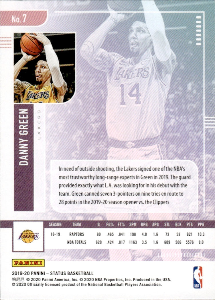 2019-20 Panini Status Basketball Tmall - Base #7 Danny Green - Los Angeles Lakers