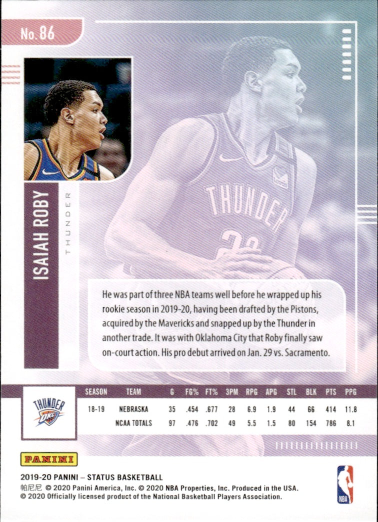 2019-20 Panini Status Basketball Tmall - Base #86 Isiah Roby - Oklahoma City Thunder