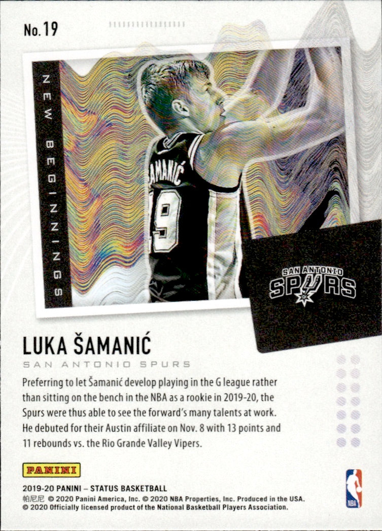 2019-20 Panini Status Basketball Tmall New Beginnings #19 Luka Samanic - San Antonio Spurs