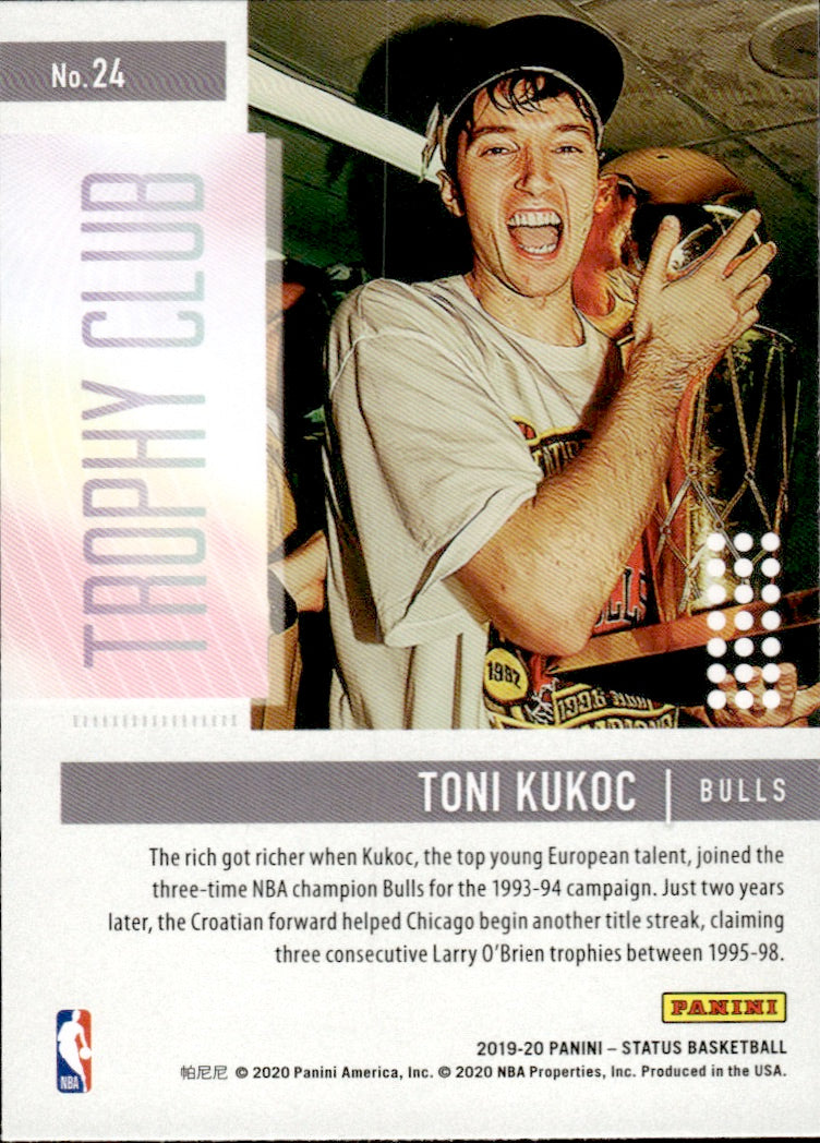 2019-20 Panini Status Basketball Tmall Trophy Club #24 Toni Kukoc - Chicaho Bulls