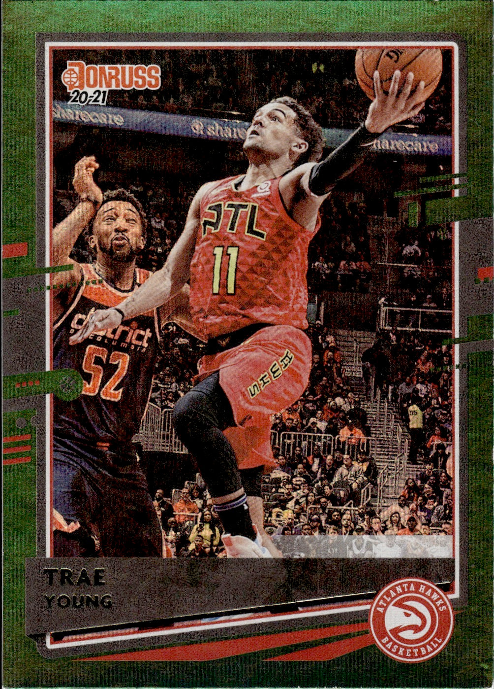 2020-21 Panini Donruss Basketball - Base - Green Flood #153 Trae Young - Atlanta Hawks