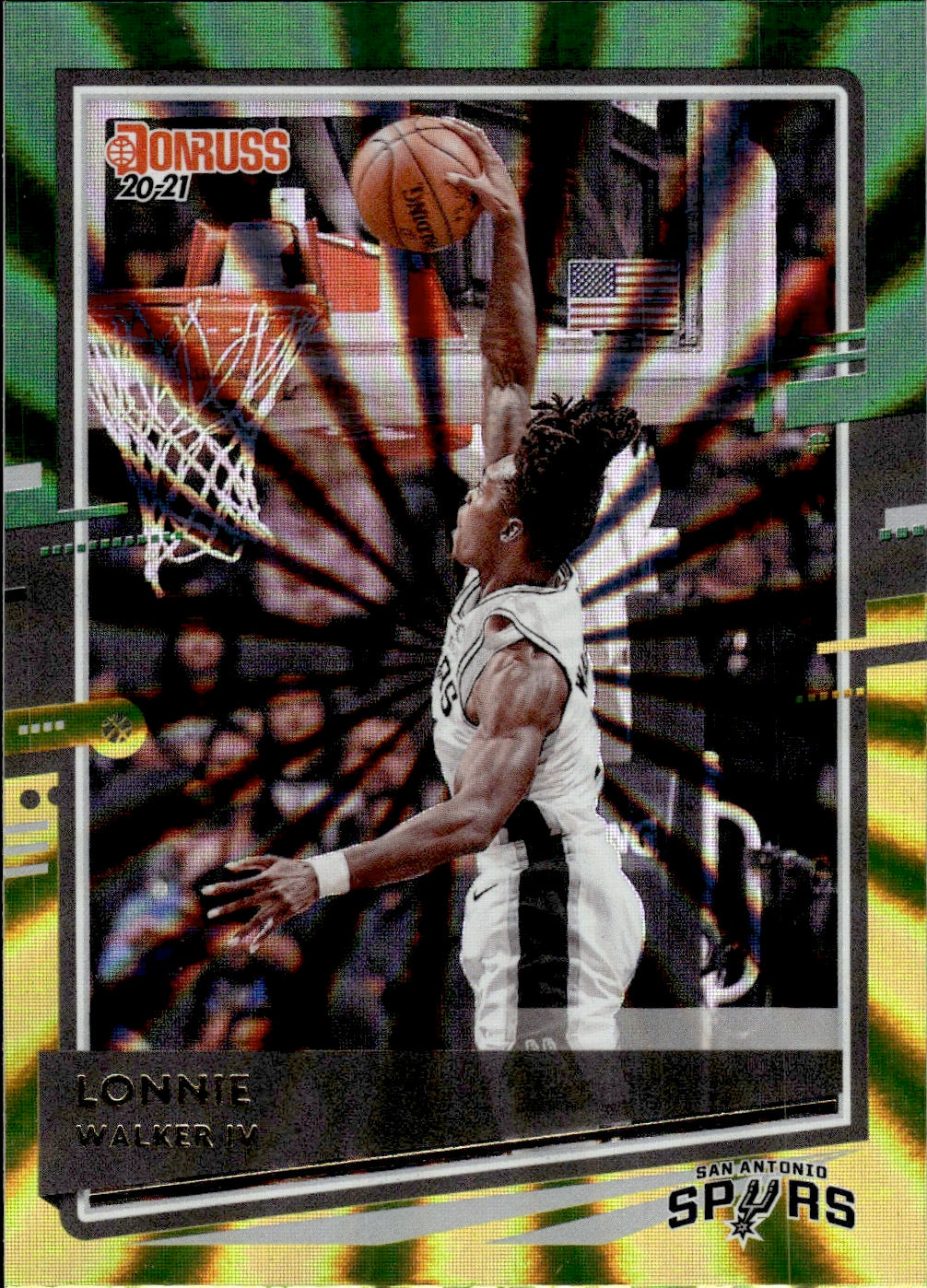 2020-21 Panini Donruss Optic Basketball - Base - Green And Yellow Laser #197 Lonnie Walker IV - San Antonio Spurs