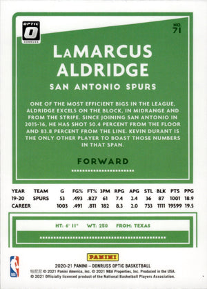 2020-21 Panini Donruss Optic Basketball - Base #71 LaMarcus Aldridge - San Antonio Spurs