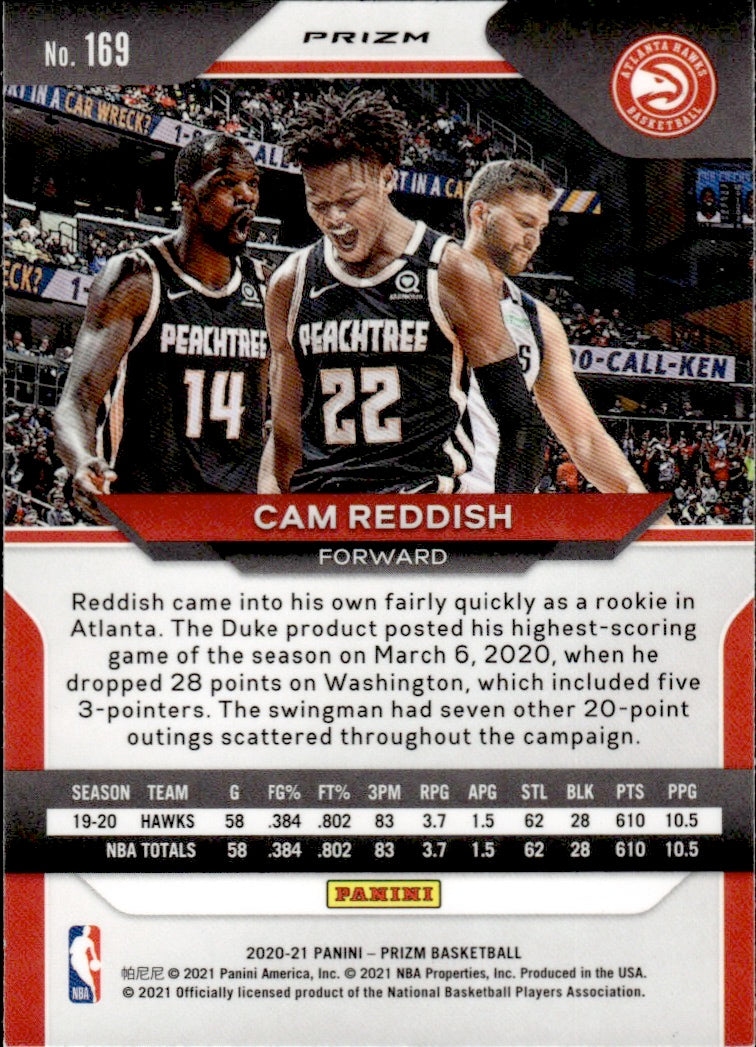 2020-21 Panini Prizm Basketball Prizm Green #169 Cam Reddish - Atlanta Hawks