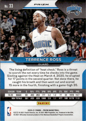 2020-21 Panini Prizm Basketball Prizm Green #33 Terrence Ross - Orlando Magic