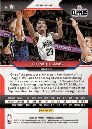 2020-21 Panini Prizm Basketball Prizm Red Ice #151 Lou Williams - Los Angeles Clippers