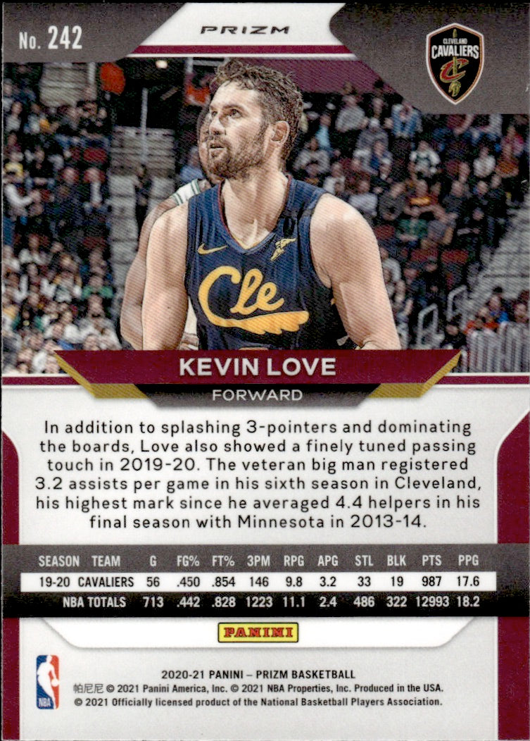 2020-21 Panini Prizm Basketball Prizm Red Ice #242 Kevin Love - Cleveland Cavaliers