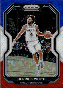 2020-21 Panini Prizm Basketball Prizm Red White & Blue #174 Derrick White - San Antonio Spurs