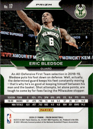 2020-21 Panini Prizm Basketball Prizm Red White & Blue #17 Eric Bledsoe - Milwaukee Bucks