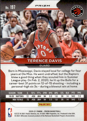 2020-21 Panini Prizm Basketball Prizm Red White & Blue #197 Terence Davis - Toronto Raptors