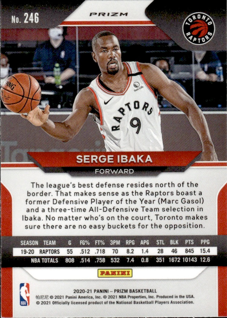 2020-21 Panini Prizm Basketball Prizm Red White & Blue #246 Serge Ibaka - Toronto Raptors