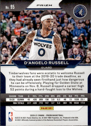 2020-21 Panini Prizm Basketball Prizm Red White & Blue #95 D'Angelo Russell - Minnesota Timberwolves