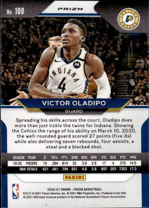 2020-21 Panini Prizm Basketball Prizm Silver #100 Victor Oladipo - Indiana Pacers