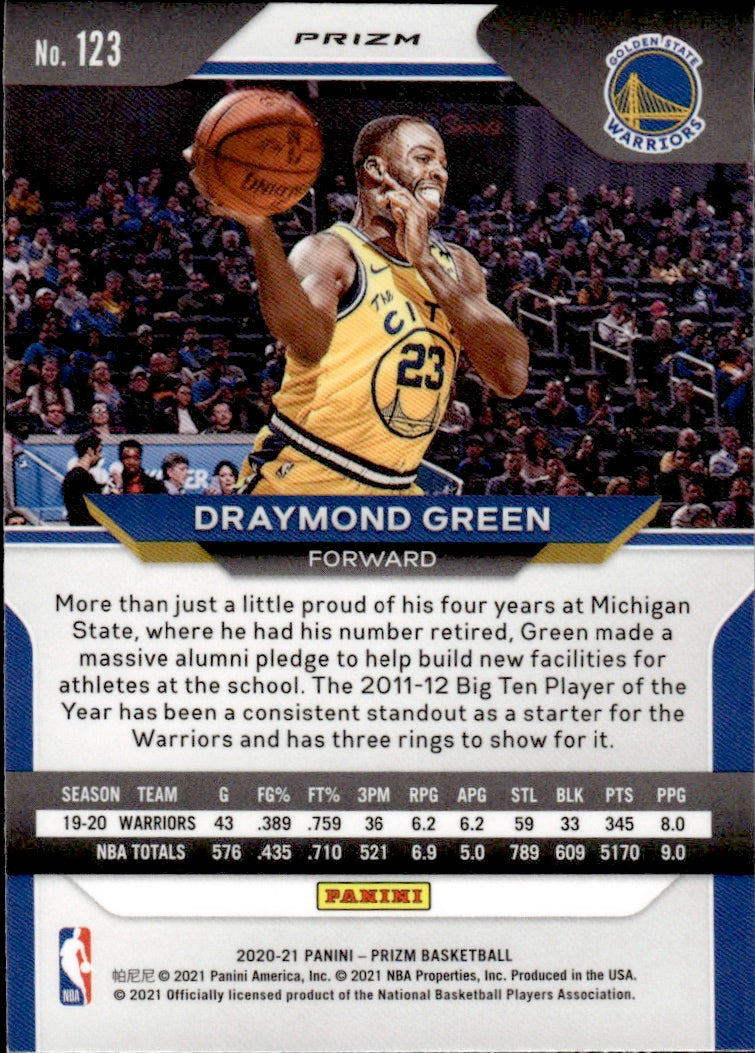 2020-21 Panini Prizm Basketball Prizm Silver #123 Draymond Green - Golden State Warriors